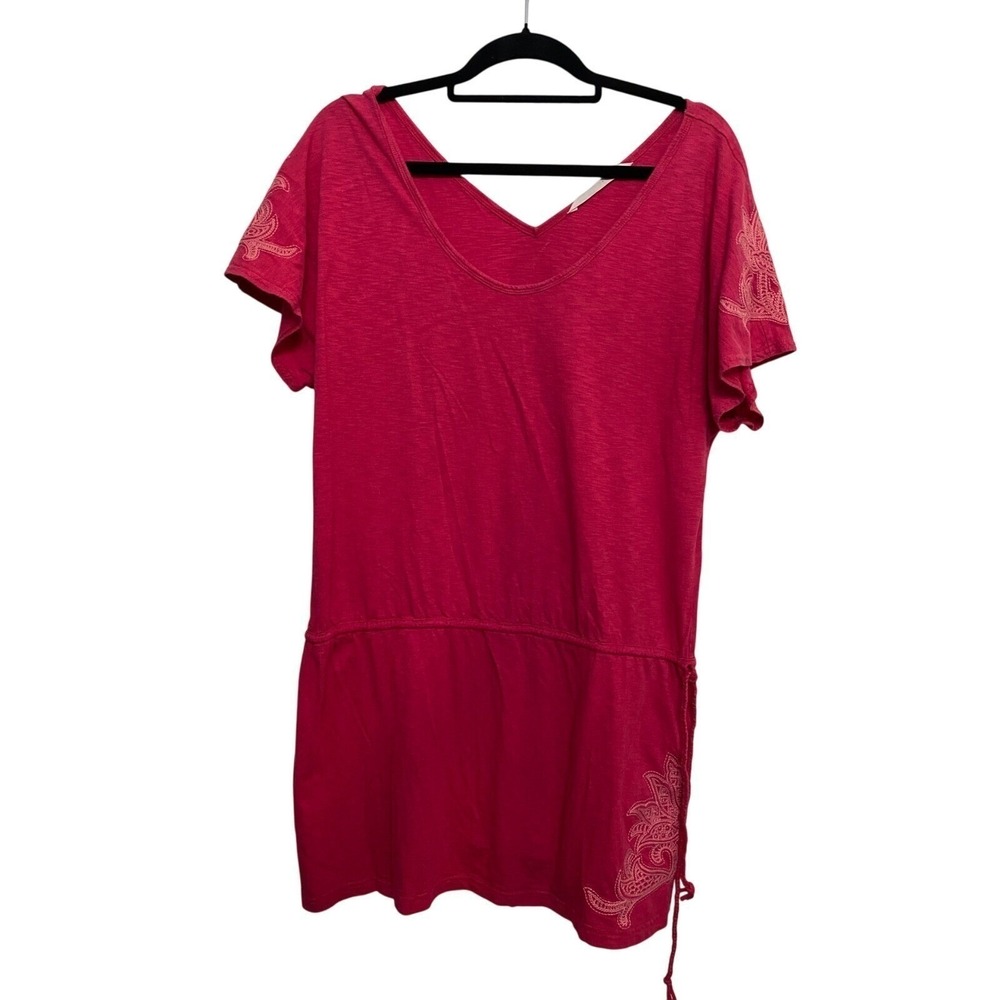 Athleta Taj Cover Up Dress Womens XL Pink Embroidered Beach Pool Boho Swimwear